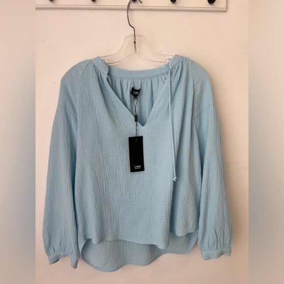 LINE light blue top with strings - Picture 1 of 4